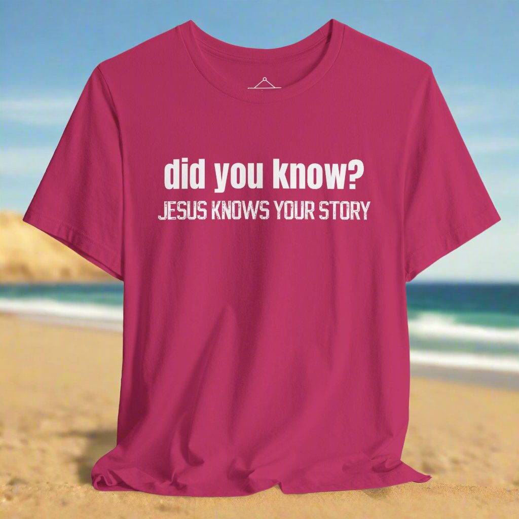 The did you know? Jesus knows your story tshirt in berry