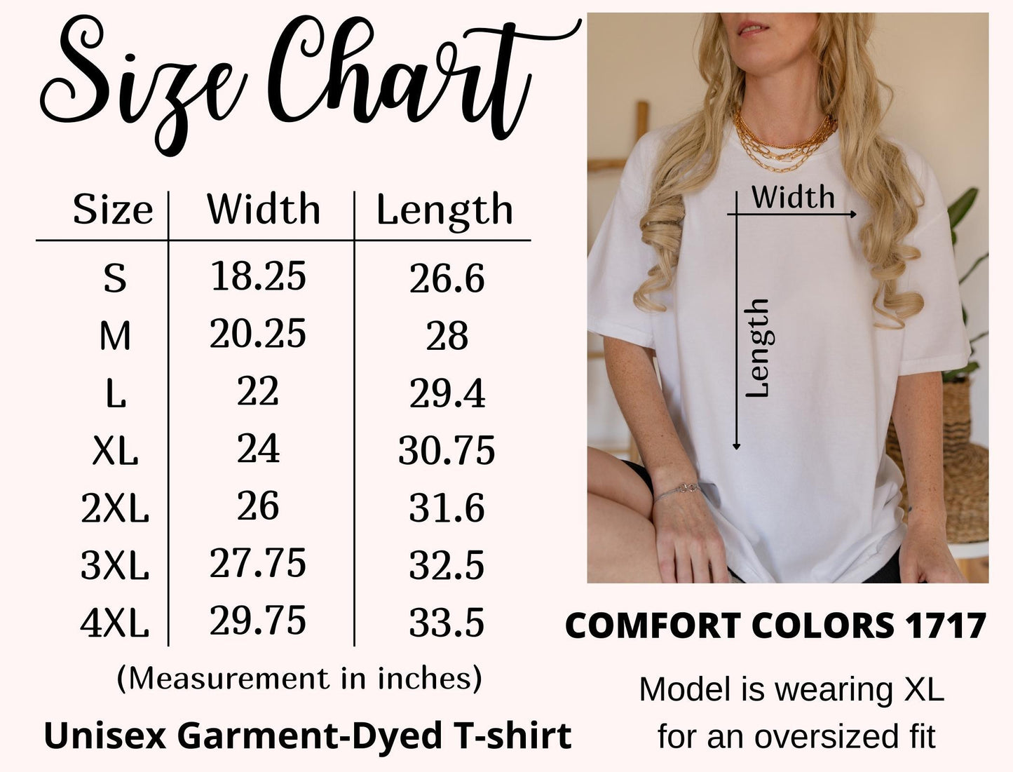 Comfort Colors 1717 Size Chart