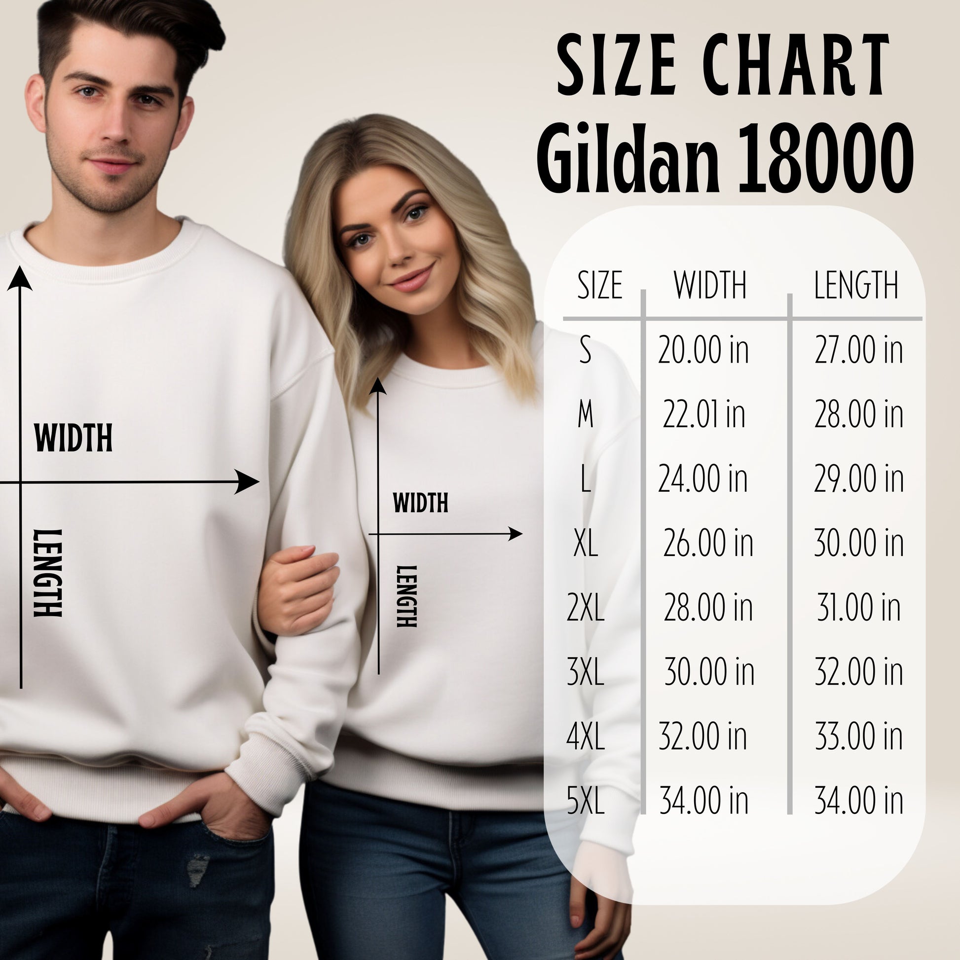 Gildan 18000 Size Chart