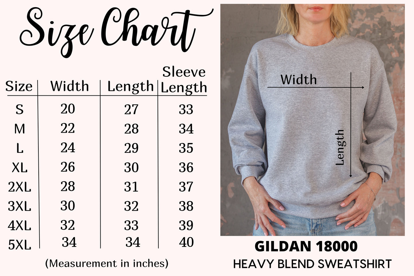 Gildan 18000 Size Chart